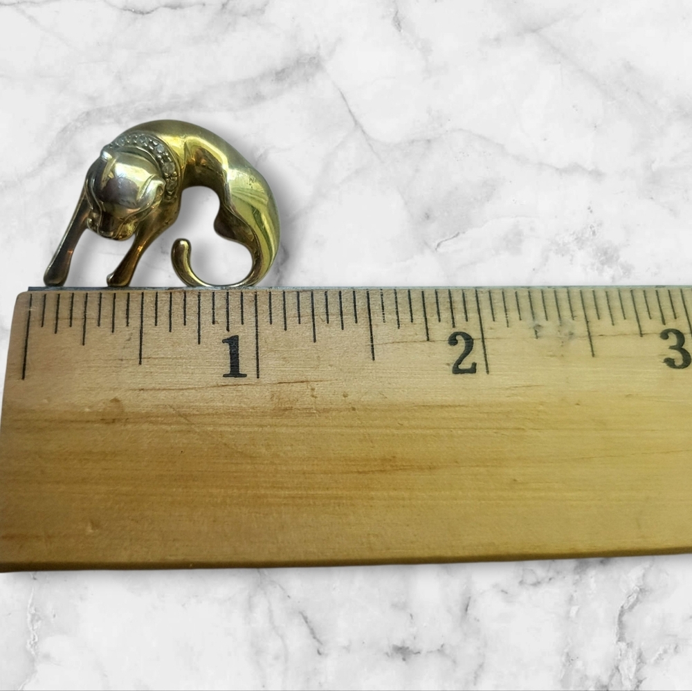 Vintage Gold Panther Cougar Omega Slide CZ Made In Italy 925 Stamp - Picture 9 of 9